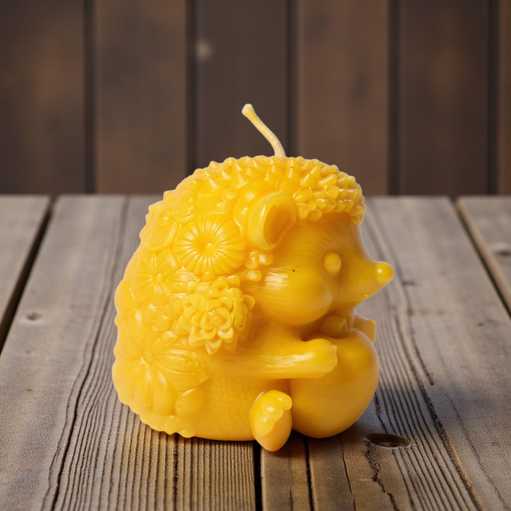 Igel-Kerze mit Frucht & Blumen