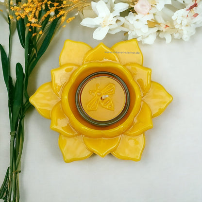 Lotusblüte mit Biene Teelichthalter - Sommerdeko Highlight!