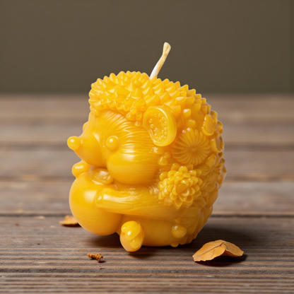 Igel-Kerze mit Frucht & Blumen